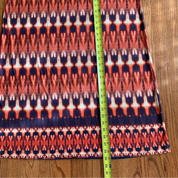 Vix Paula Hermanny Ikat print Peach Pink Cream Blue Jersey Halter Maxi Dress L - Picture 15 of 16